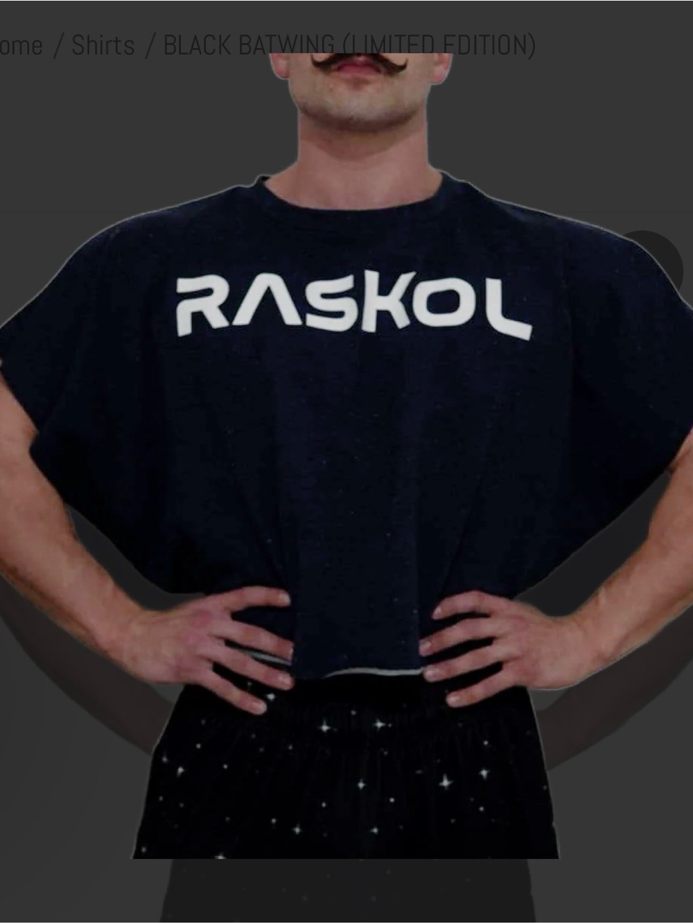 Raskol Men's batwing Black Logo Crop T-Shirt ( XXL )